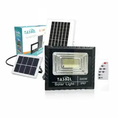 GENERICO - FIGOIMPORT Reflector Con Sensor 200w + Panel Solar + Control Remoto Negro Blanco Frío