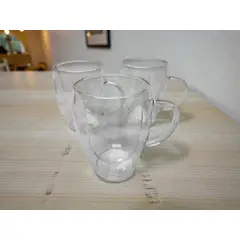 GENERICO - TAZAS DE CAFE DOBLE PARED, TRANSPARENTE DE VIDRIO