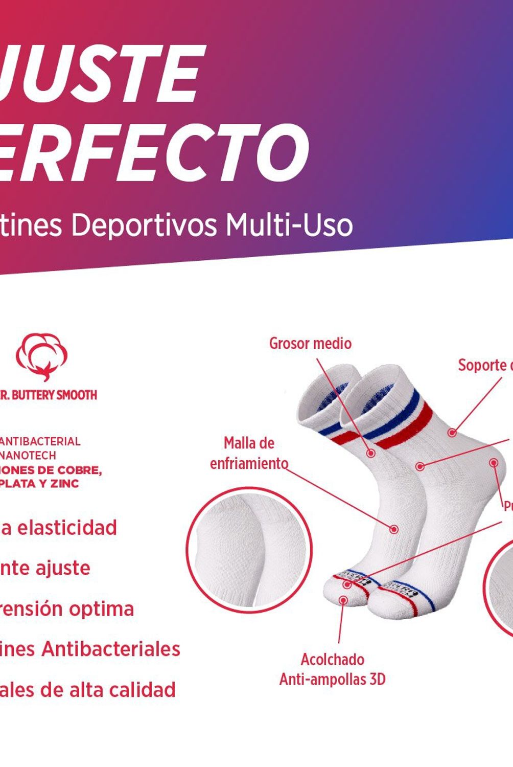 SILVERA - 3 Pack Medias Antibacteriales Deportivas