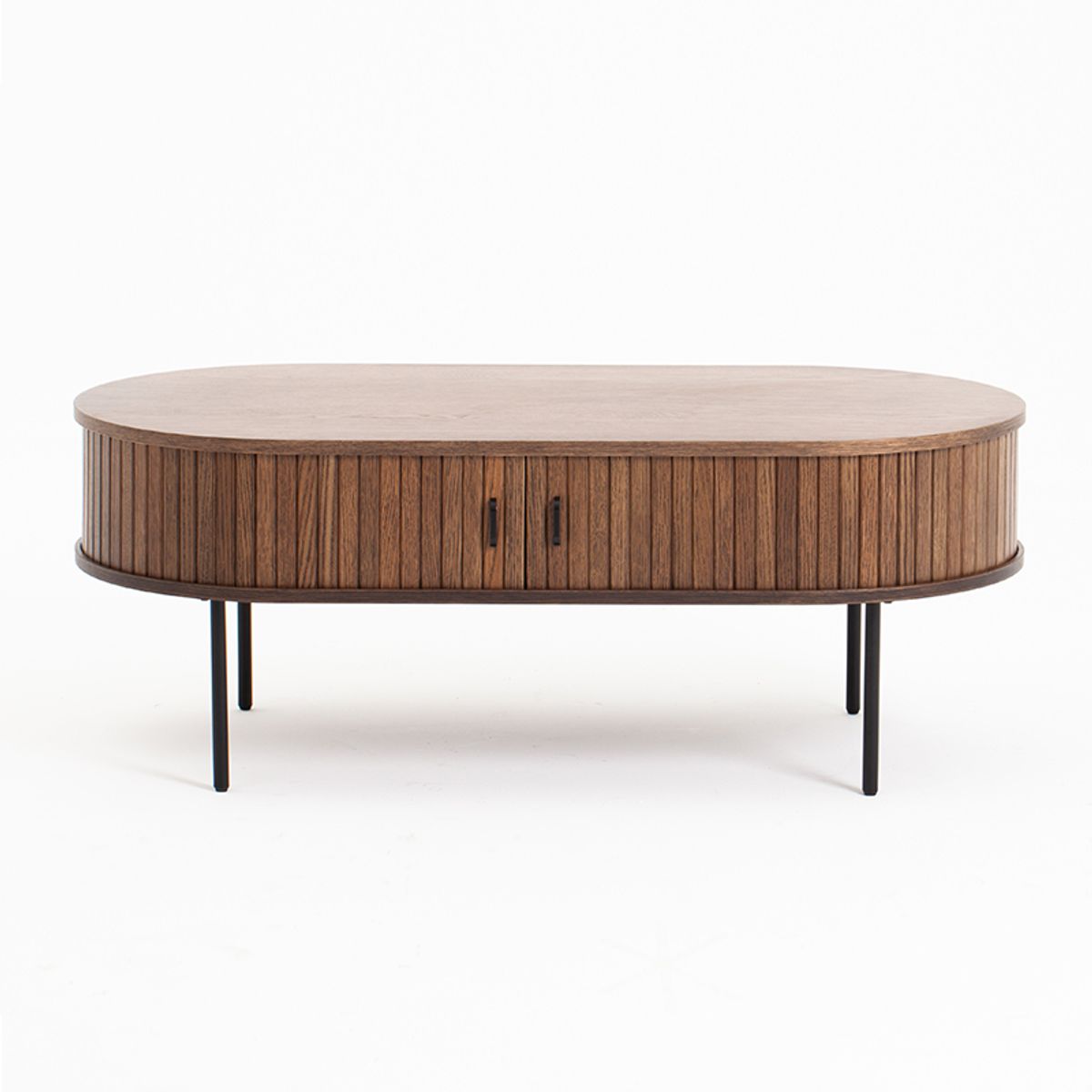 BROOKMAN - Mesa De Centro Oslo Puerta De Corredera Madera Color Café Moro 120 × 60 × 45 cm
