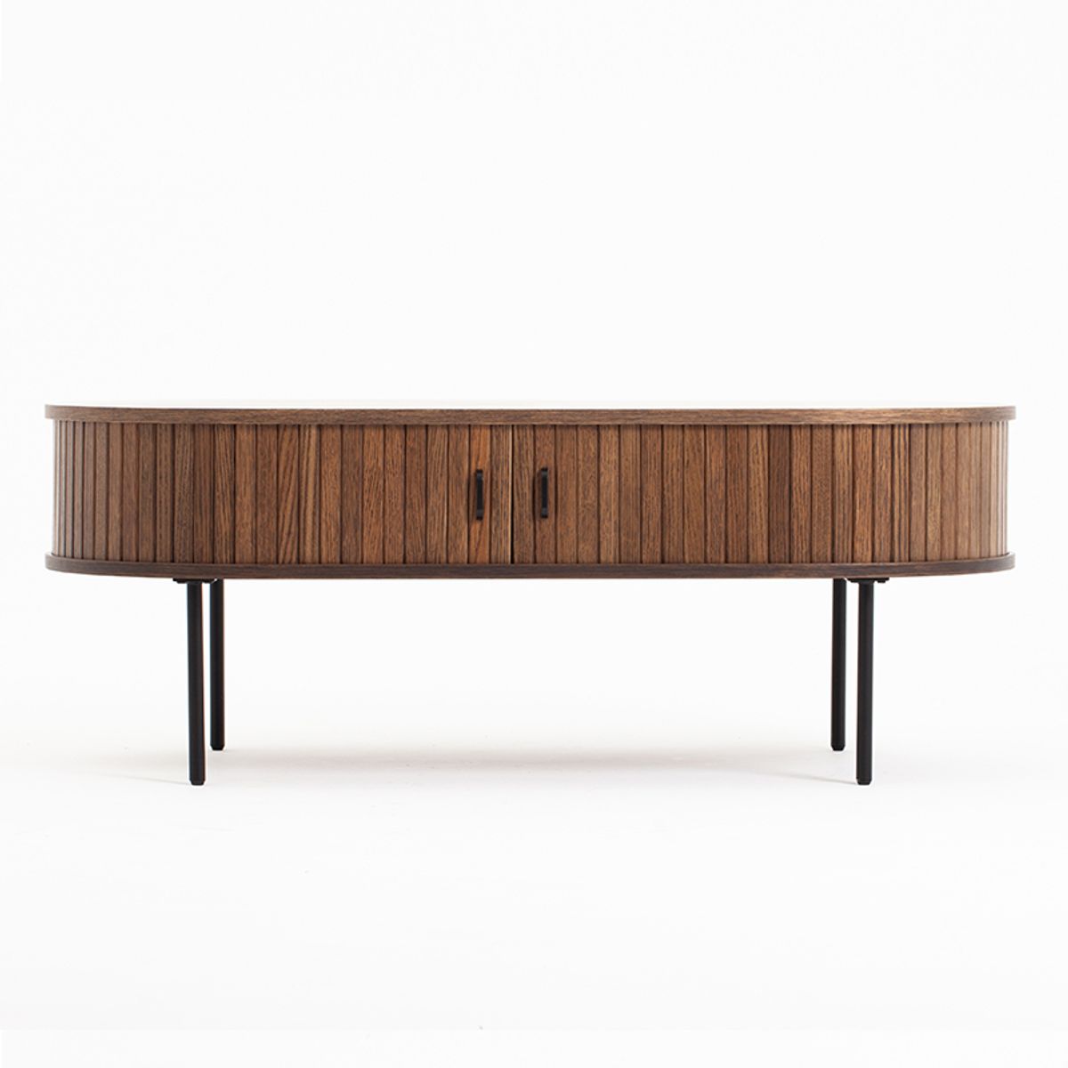 BROOKMAN - Mesa De Centro Oslo Puerta De Corredera Madera Color Café Moro 120 × 60 × 45 cm