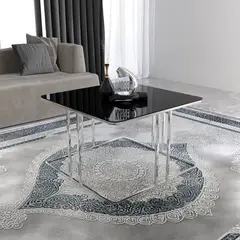 GENERICO - Mesa Centro Cuadrado Bronze Vidrio Templado Ceylin Color Negro