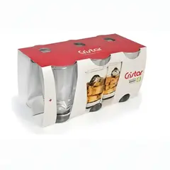 CRISTAR - Set 12 Vasos Altos De Vidrio 394mL Modelo London Jugo Agua