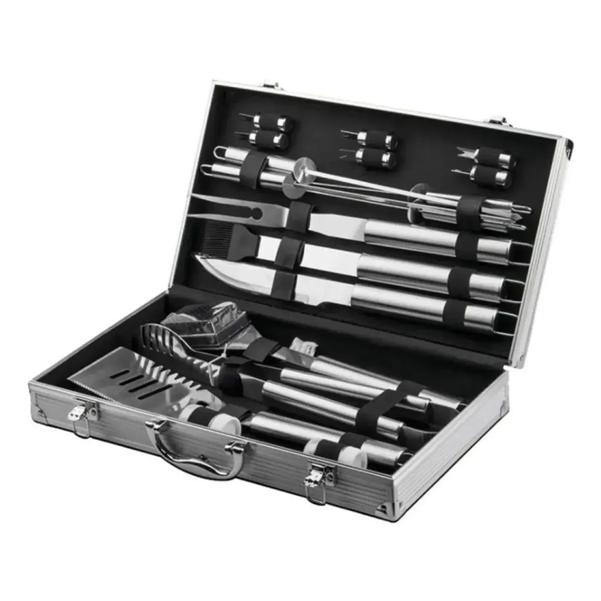 MOVI - Maleta de Lujo con Set Parrillero 18 Piezas de Acero Inoxidable