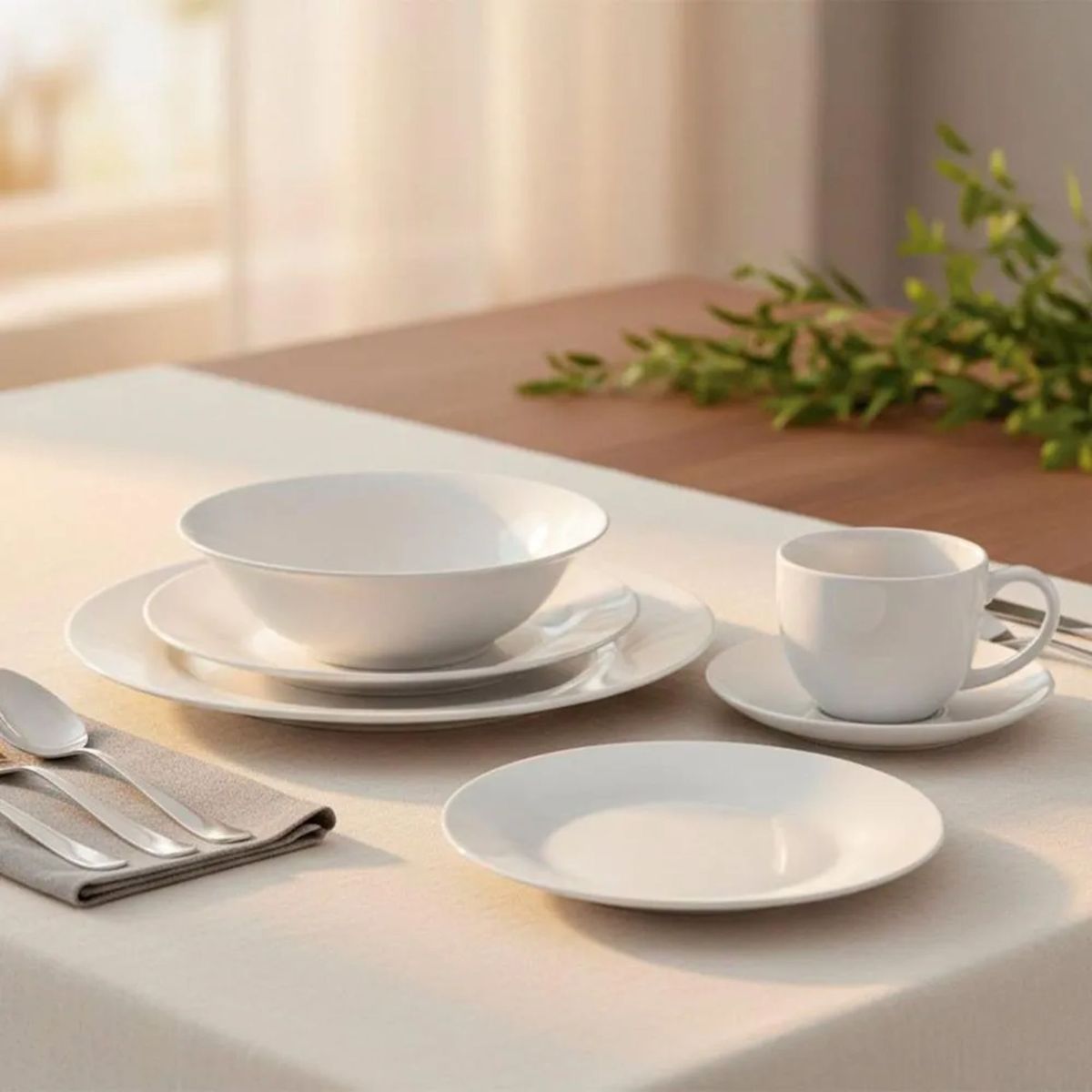 HALLEN - Juego De Vajilla De Porcelana Blanca 30 Piezas - Serena
