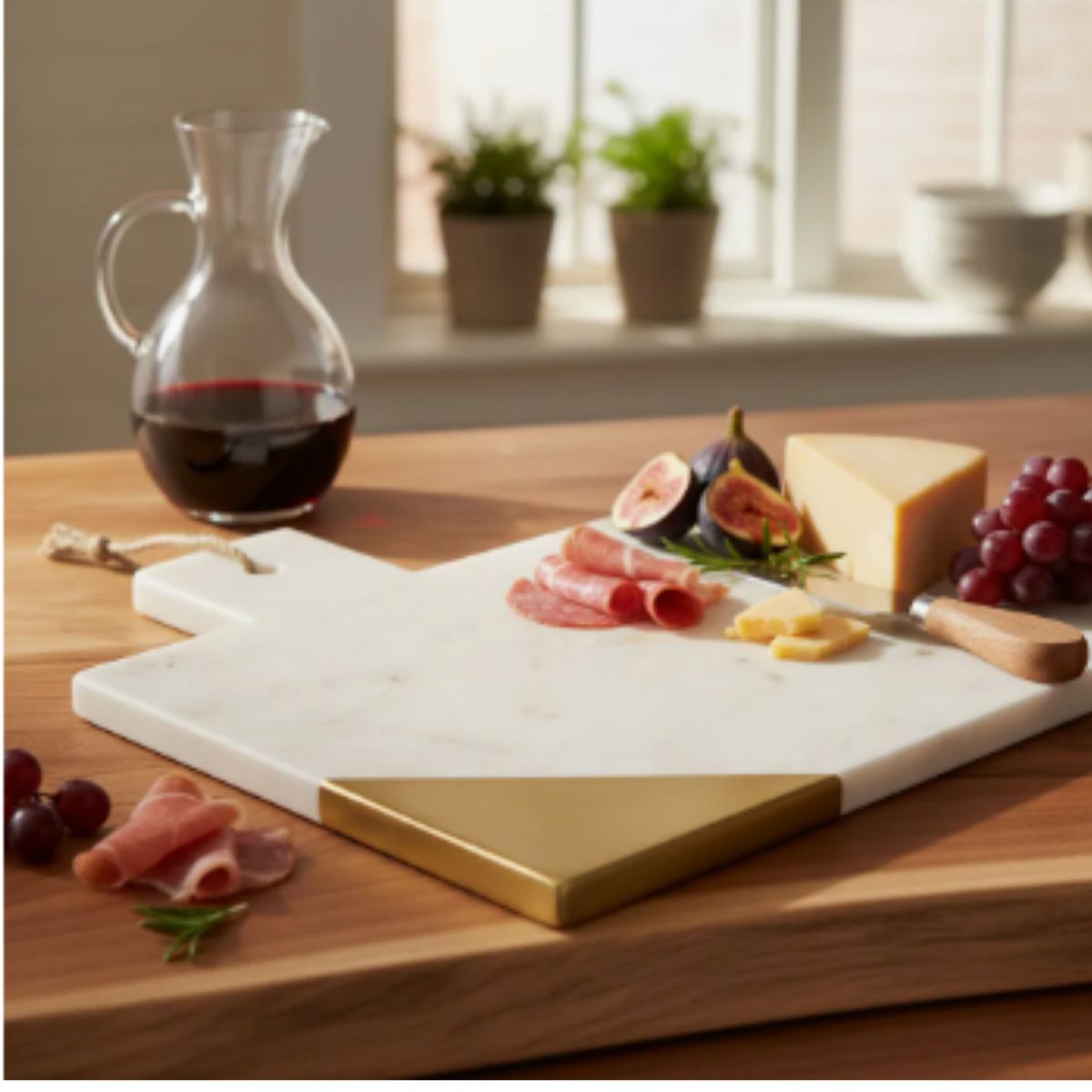 RIDE CONCEPTS - Tabla de Picar y Servir Marmol con Cobre Premiun 23x18cm
