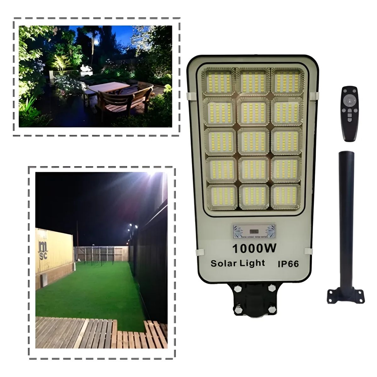 GENERICO - Foco Proyector Solar 1000w Led Exterior Negro Iluminacion Para Parcelas Y Terrenos Figoimport