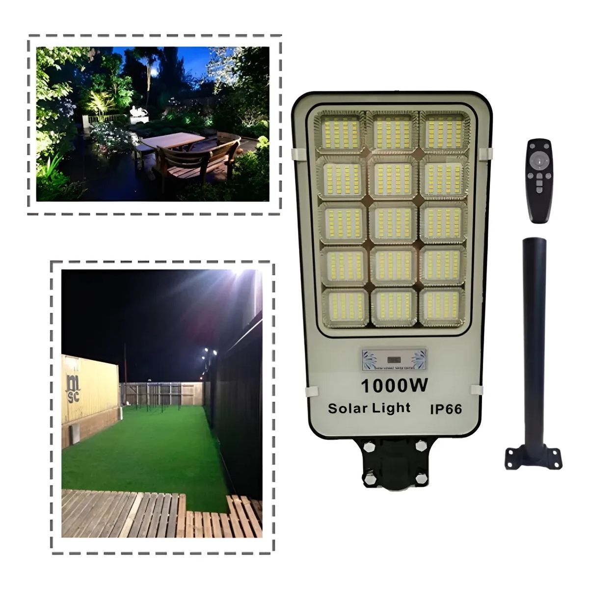 GENERICO - Foco Proyector Solar 1000w Led Exterior Negro Iluminacion Para Parcelas Y Terrenos Figoimport