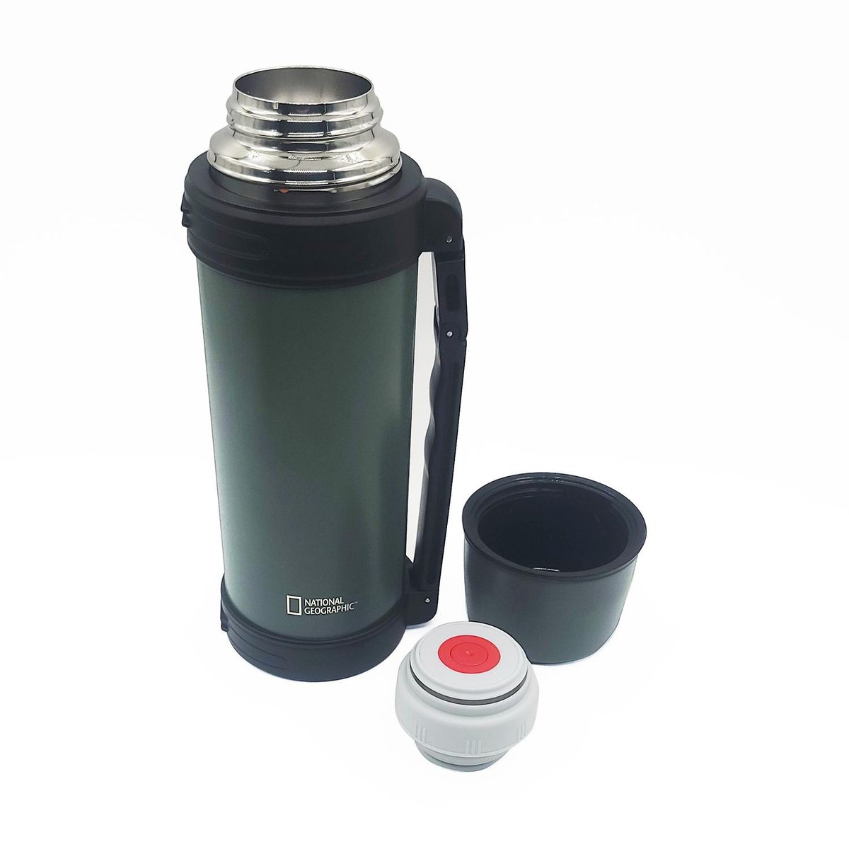 NATIONAL GEOGRAPHIC - Termo Agua Acero Inox Mango Movible Tapa Stopper 1.8L Verde