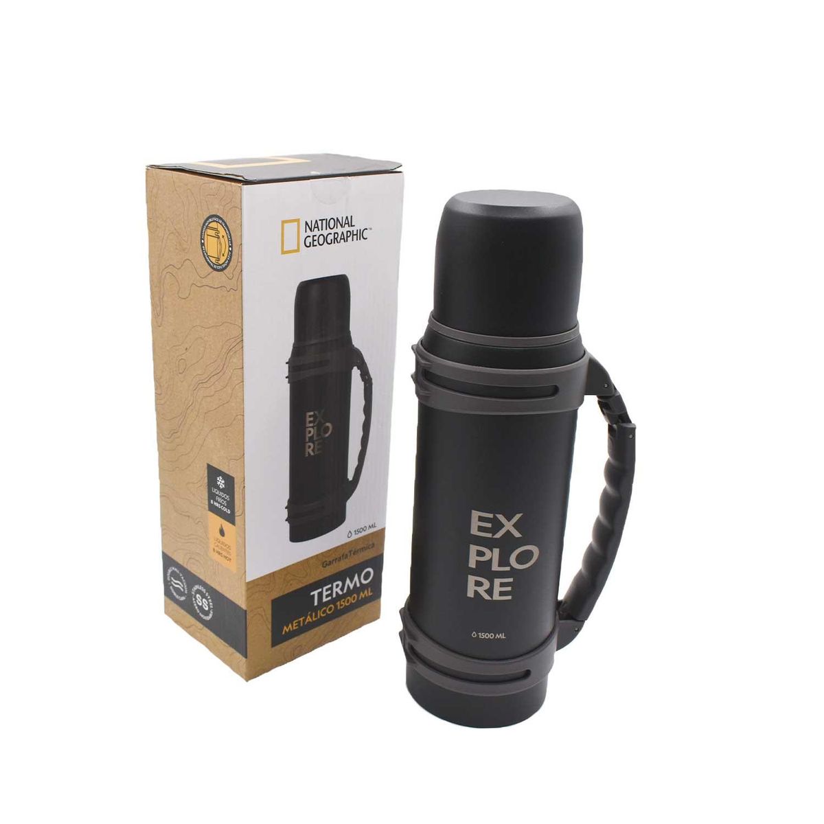 NATIONAL GEOGRAPHIC - Termo Metálico Negro 1500ml National Geographic