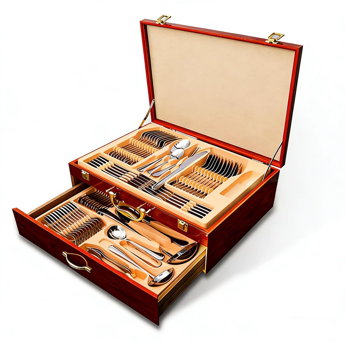 BLUEDREAMER - Maleta Cuchillería 84 Piezas Cubiertos Acero Inoxidable