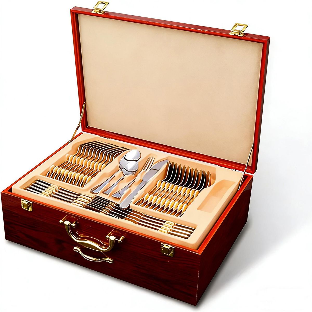 BLUEDREAMER - Maleta Cuchillería 84 Piezas Cubiertos Acero Inoxidable