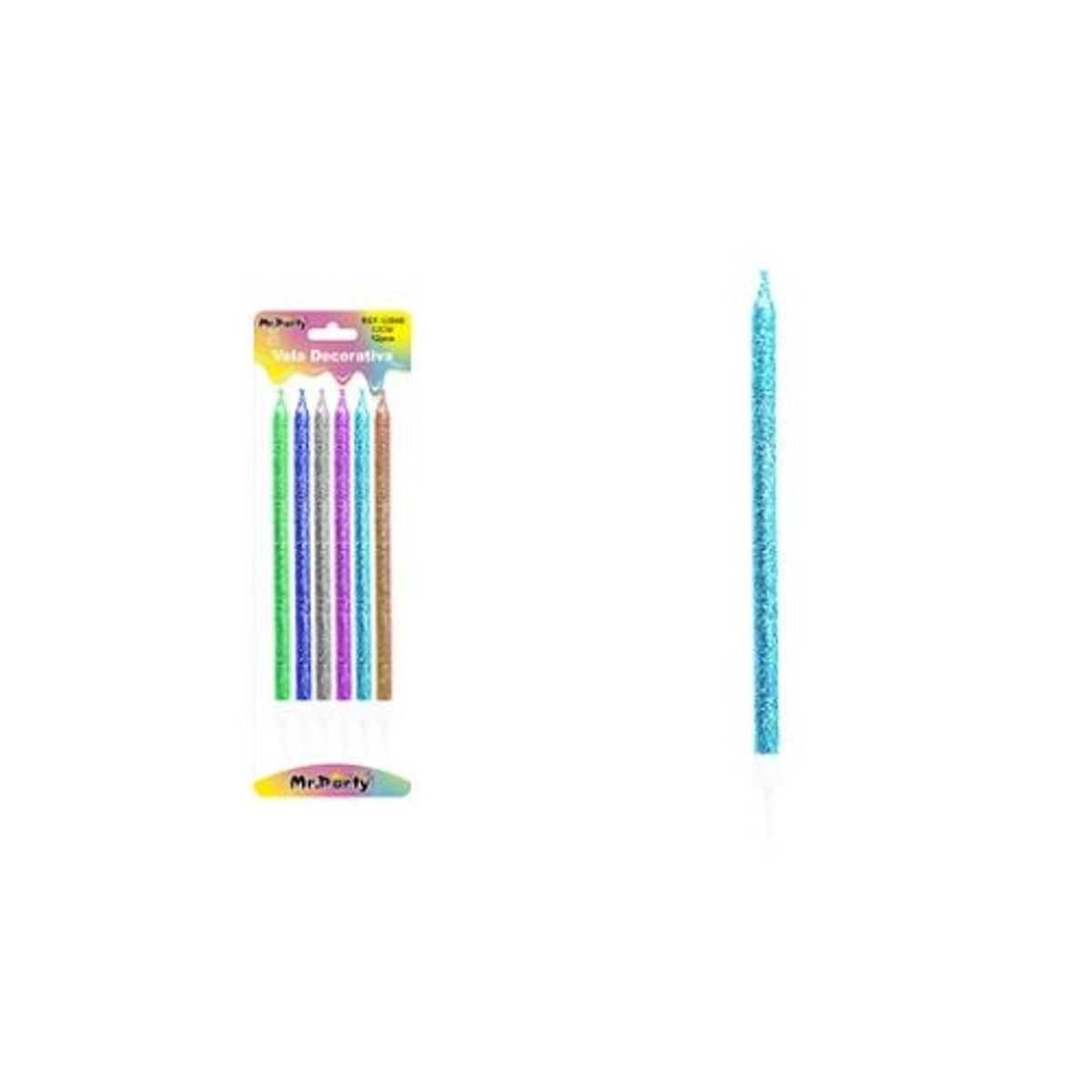 GENERICO - Vela multicolor brillante 12cm 6pcs