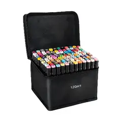 GENERICO - 120 Plumones Doble Punta Estuche Negro