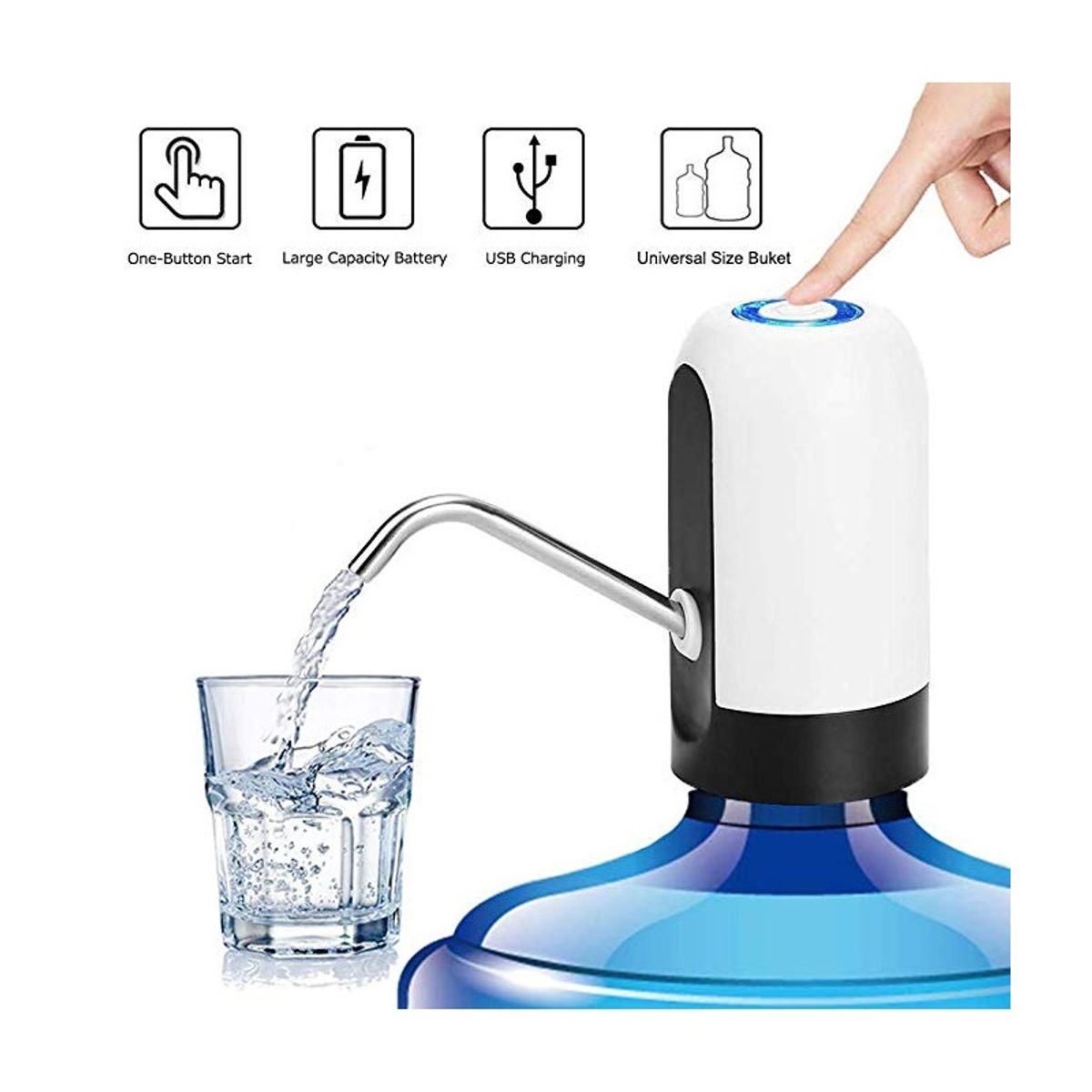 GENERICO - Dispensador De Agua Electrico Recargable Botellon Color Blanco