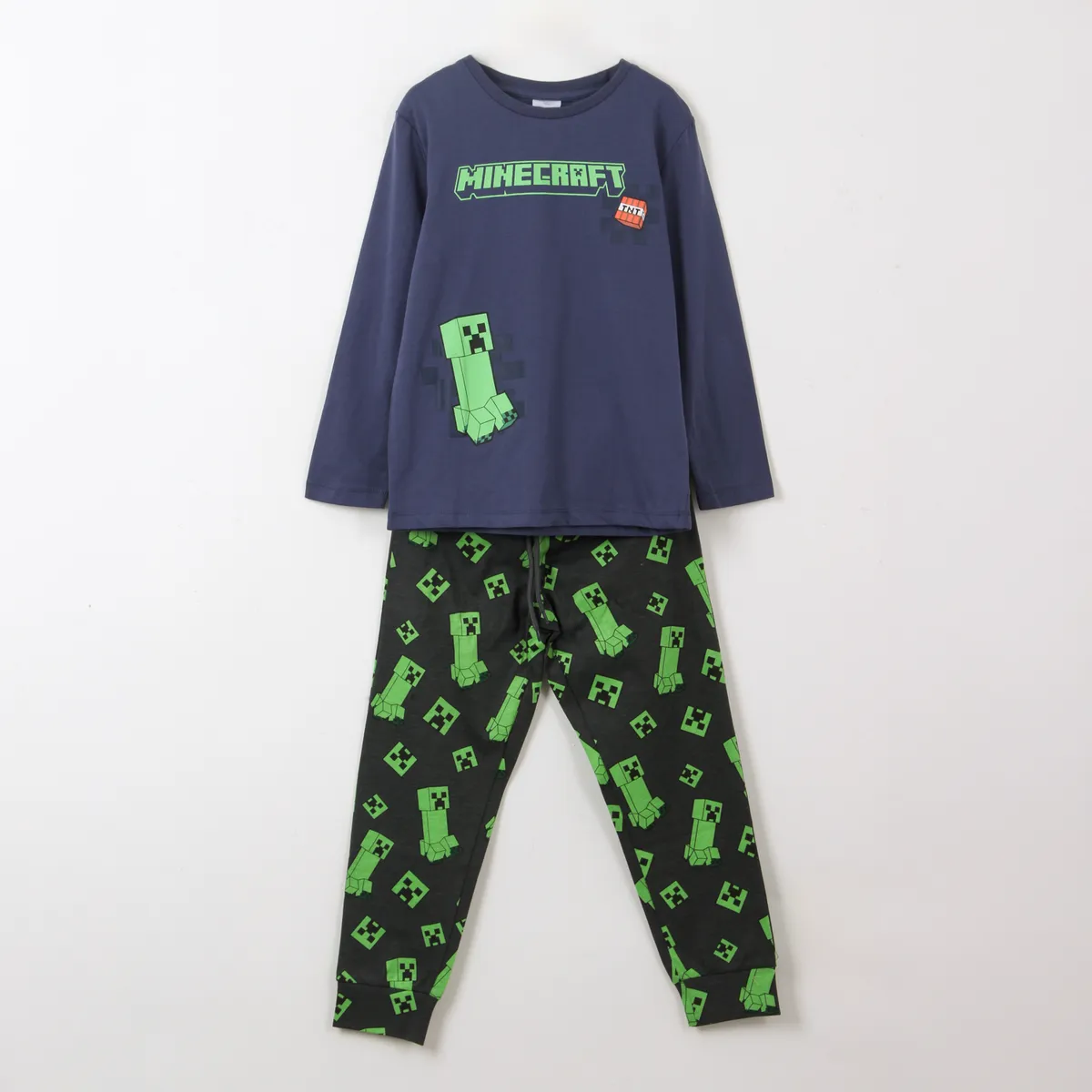 MINECRAFT - Pijama Manga Larga Niño TNT Creeper Azul Minecraft