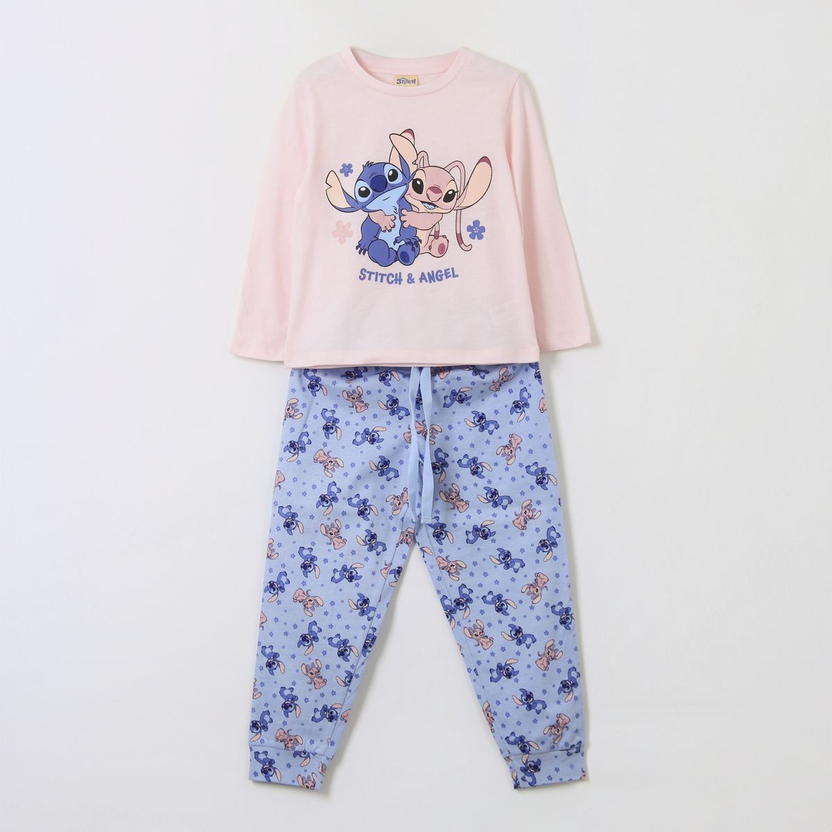 DISNEY - Pijama Manga Larga Niña Stitch & Angel Rosado Disney