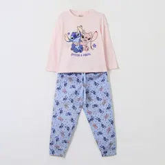 DISNEY - Pijama Manga Larga Niña Stitch & Angel Rosado