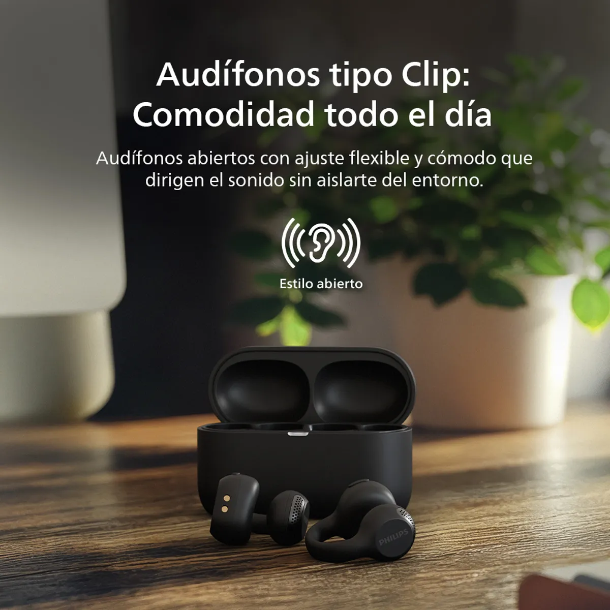 PHILIPS - Audífonos True Wireless Open-Ear Philips TAQ2000 Negro