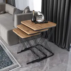 GENERICO - Mesas Laterales 3 unidades Hasir Color Cafe