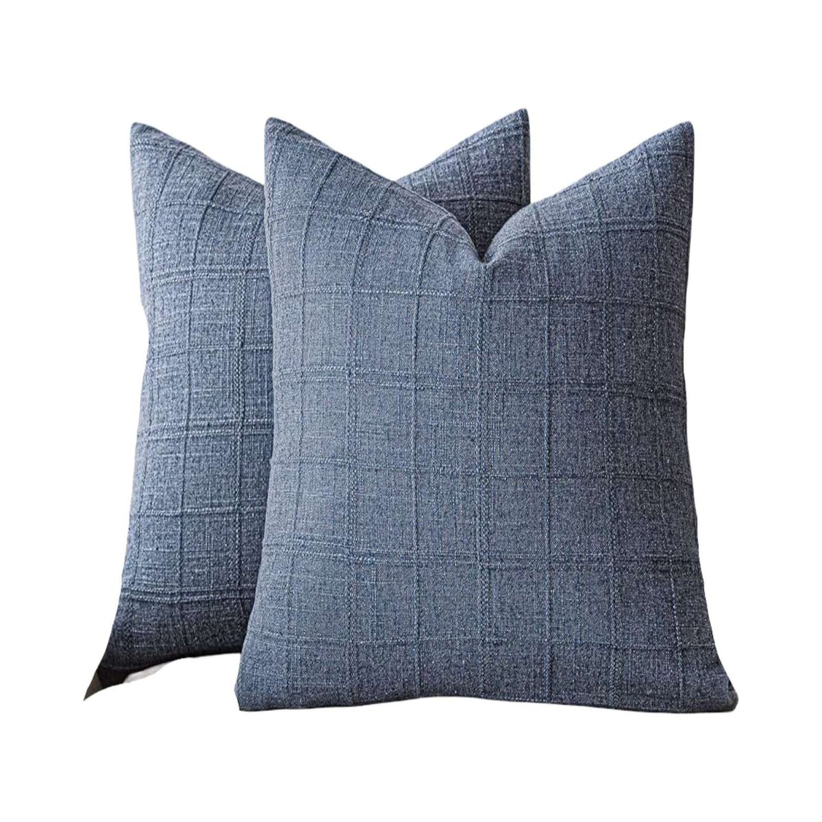 GENERICO - Pack de 2 Fundas de cojin Jacquard cuadrille