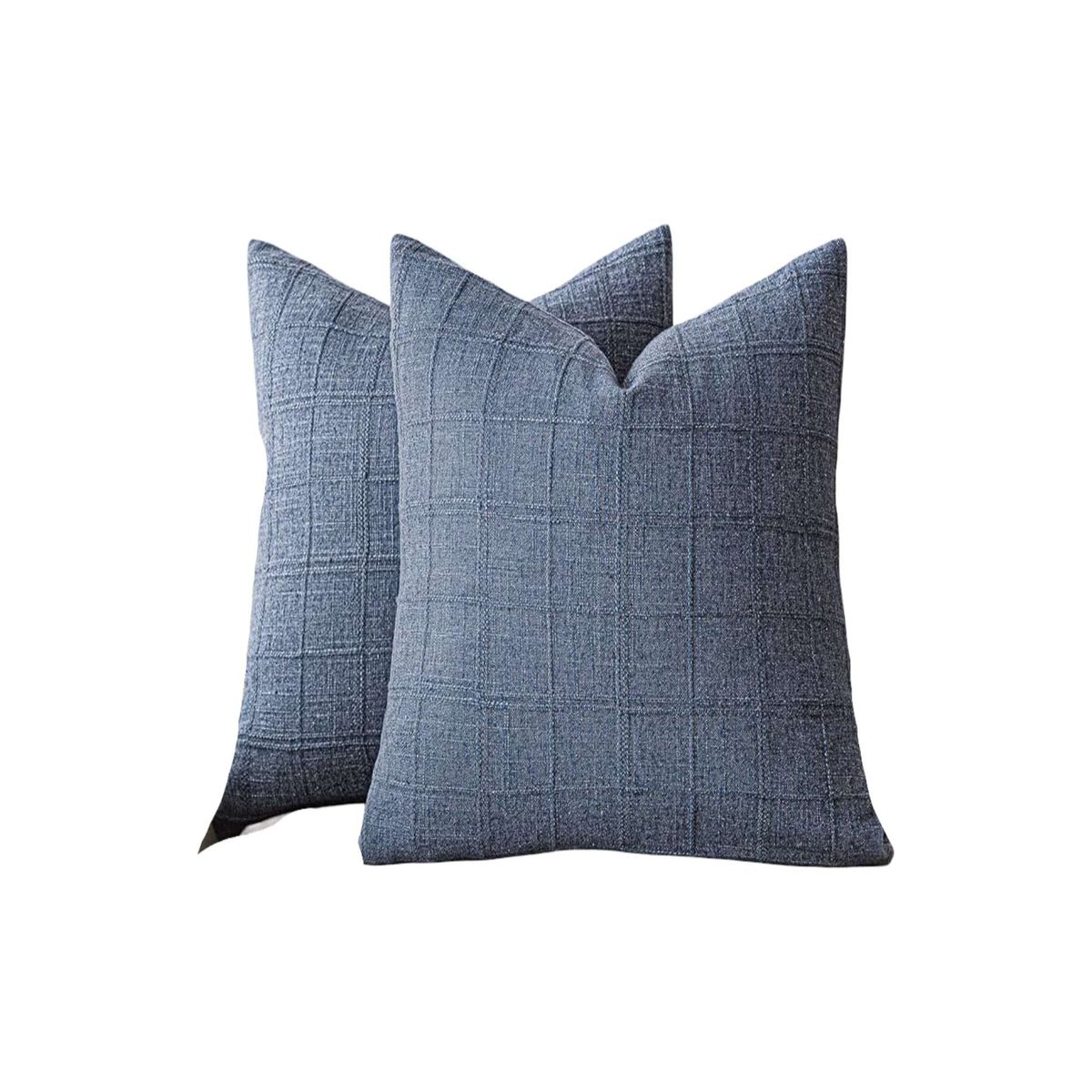 GENERICO - Pack de 2 Fundas de cojin Jacquard cuadrille