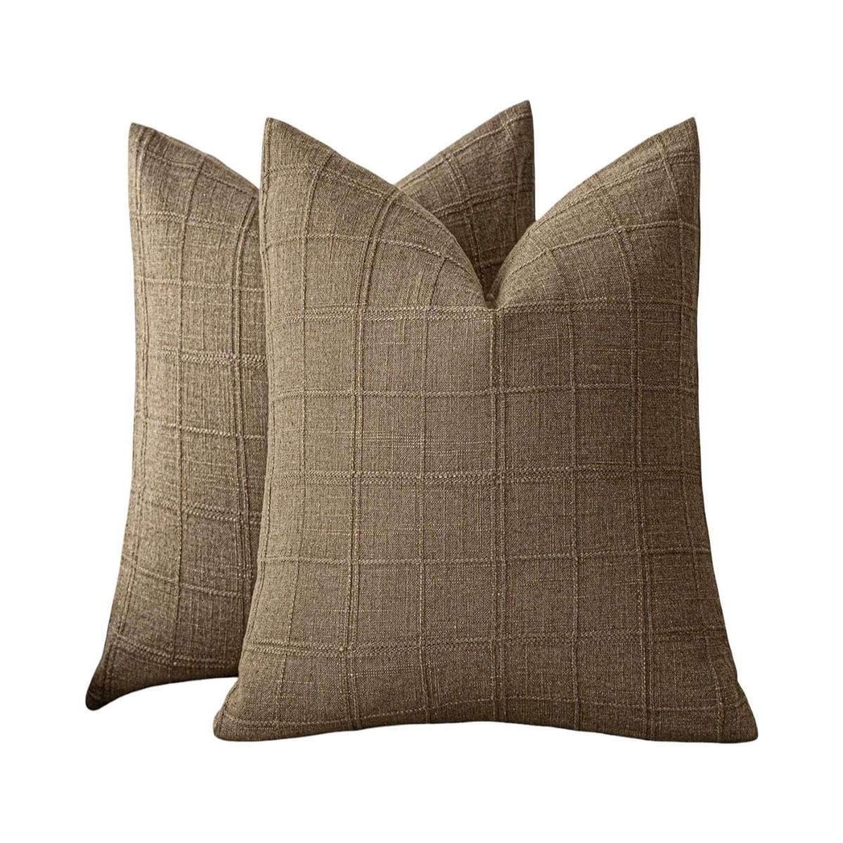 GENERICO - Pack de 2 Fundas de cojin Jacquard cuadrille