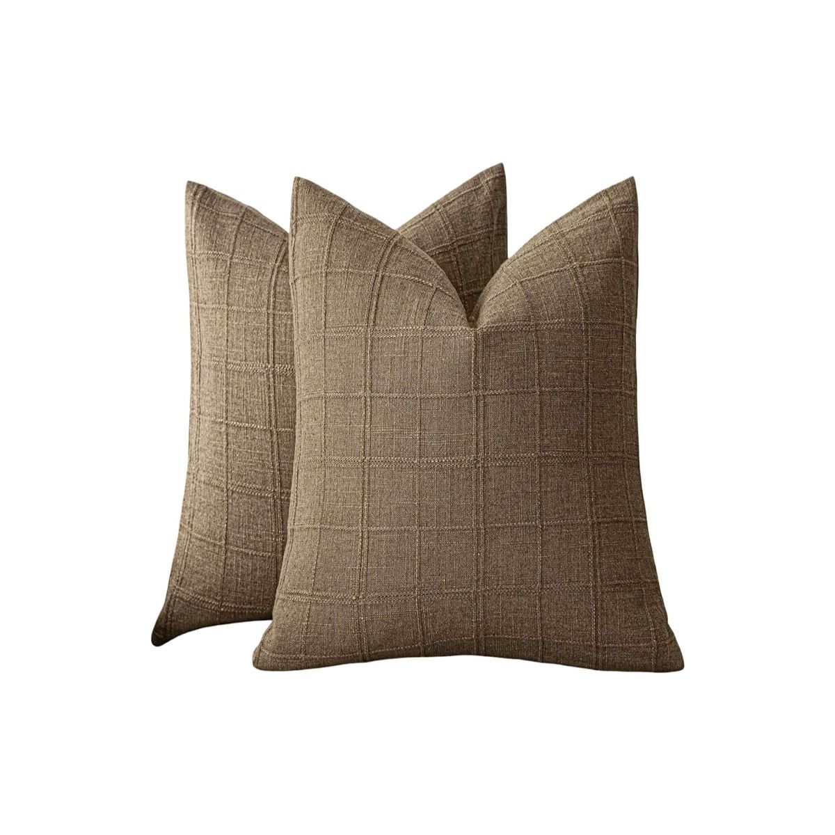 GENERICO - Pack de 2 Fundas de cojin Jacquard cuadrille