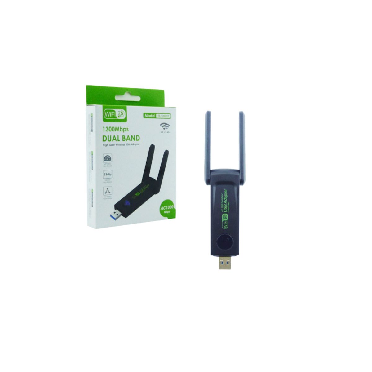 Adaptador Antena Receptor Wifi Para Pc Usb 5g Y 2.4 A 1200-1300 Mbps, marca GENERICO - Foto Principal