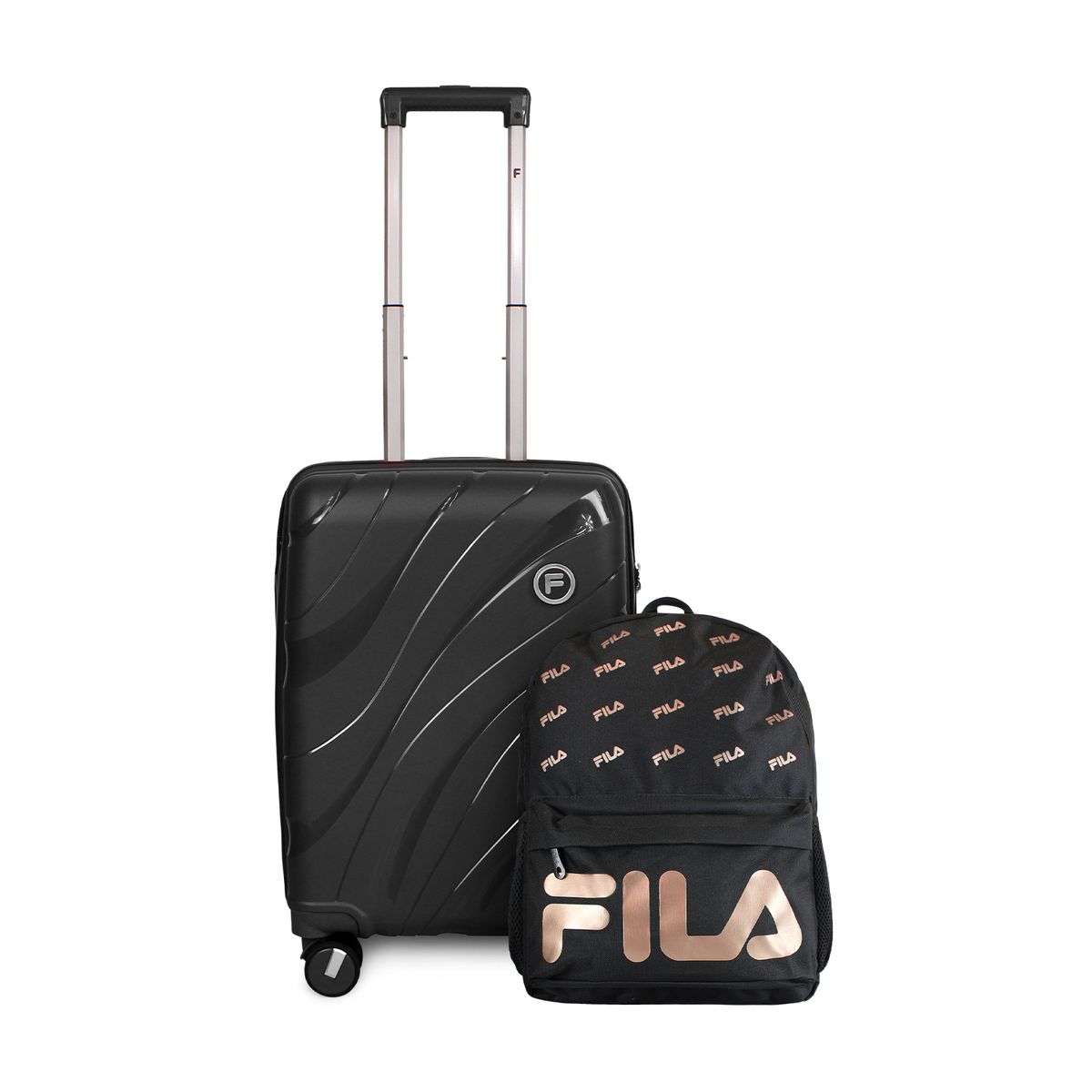 F - Pack Maleta cabina S Lola 10kg + Mochila Urbanix Fila 16lts negro-rose gold