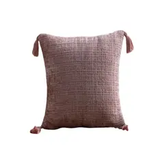 GENERICO - Pack de 4 Fundas de cojin cuadradas chenille con borlas