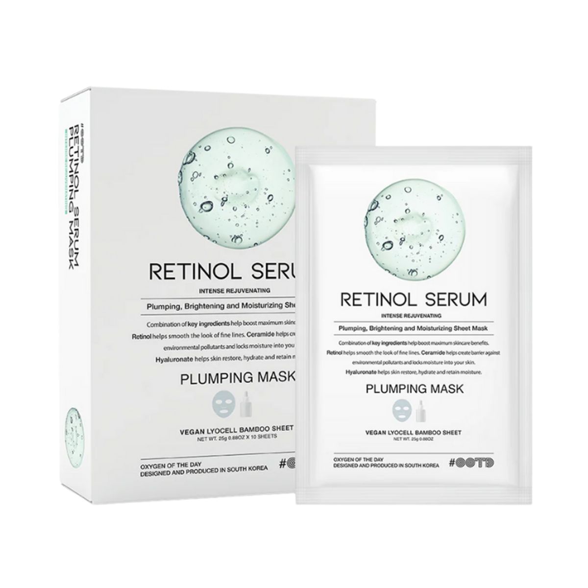 OOTD - Mascarilla Antiarrugas Hidratante Retinol Serum Plumping Mask Pack 10 Unidades OOTD