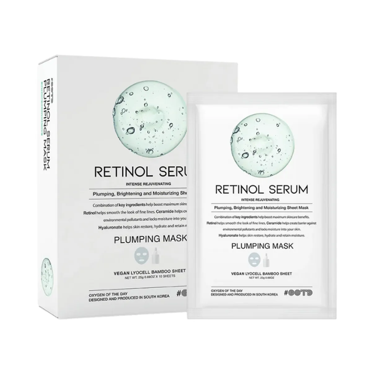 OOTD - Mascarilla Antiarrugas Hidratante Retinol Serum Plumping Mask Pack 10 Unidades OOTD