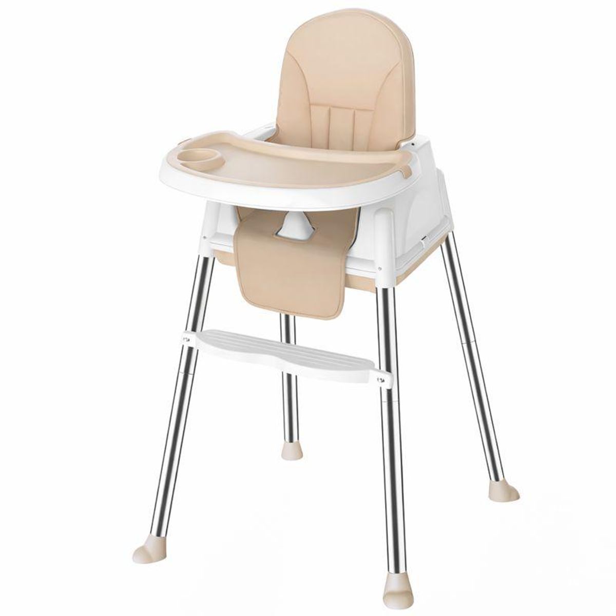 GENERICO - Silla De Comer Para Bebés Portátil Con Ruedas Ajustable - Beige
