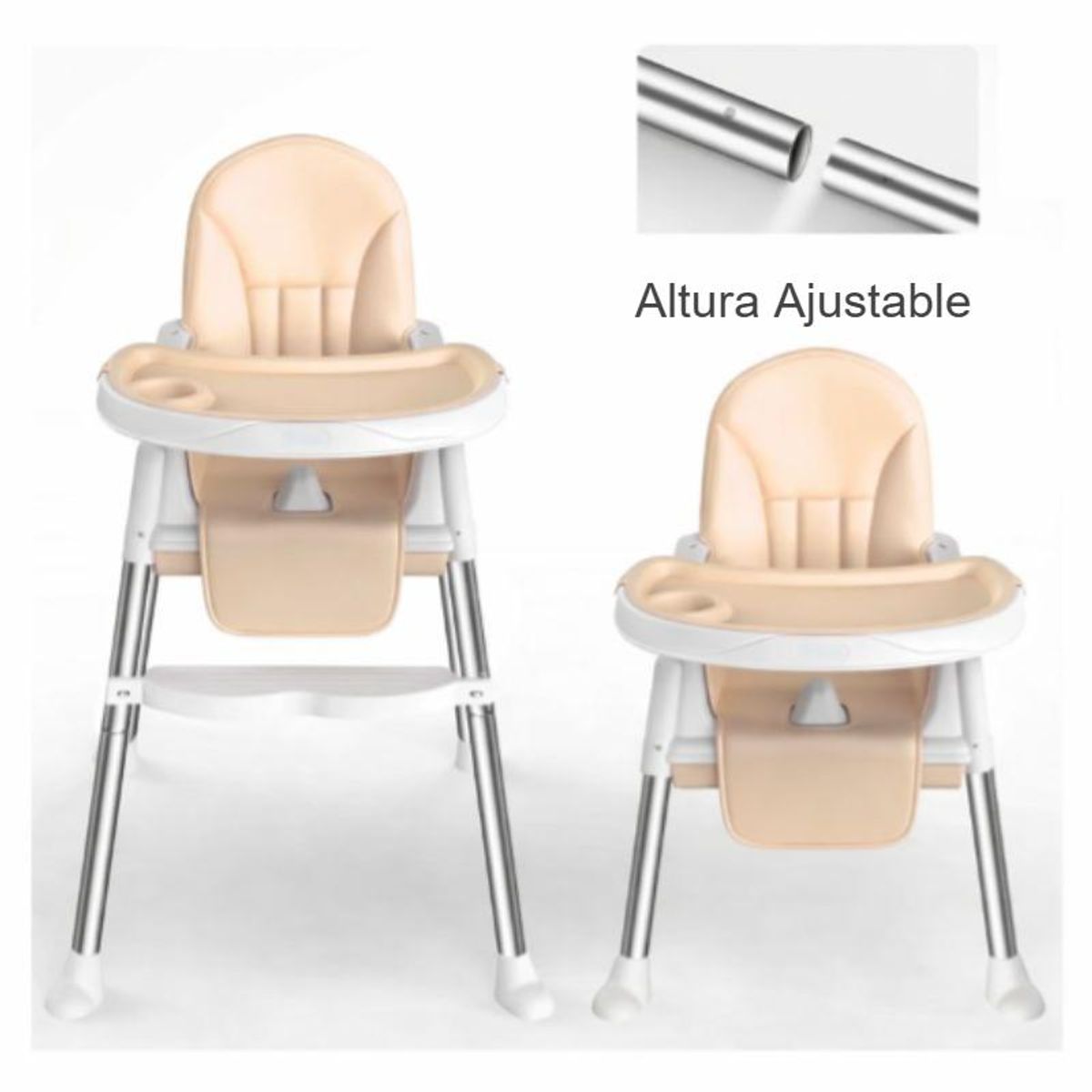 GENERICO - Silla De Comer Para Bebés Portátil Con Ruedas Ajustable - Beige