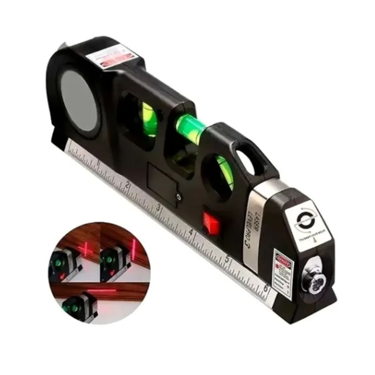GENERICO - Cinta Métrica Regla Nivel Láser Horizontal Level Pro 3 Modos