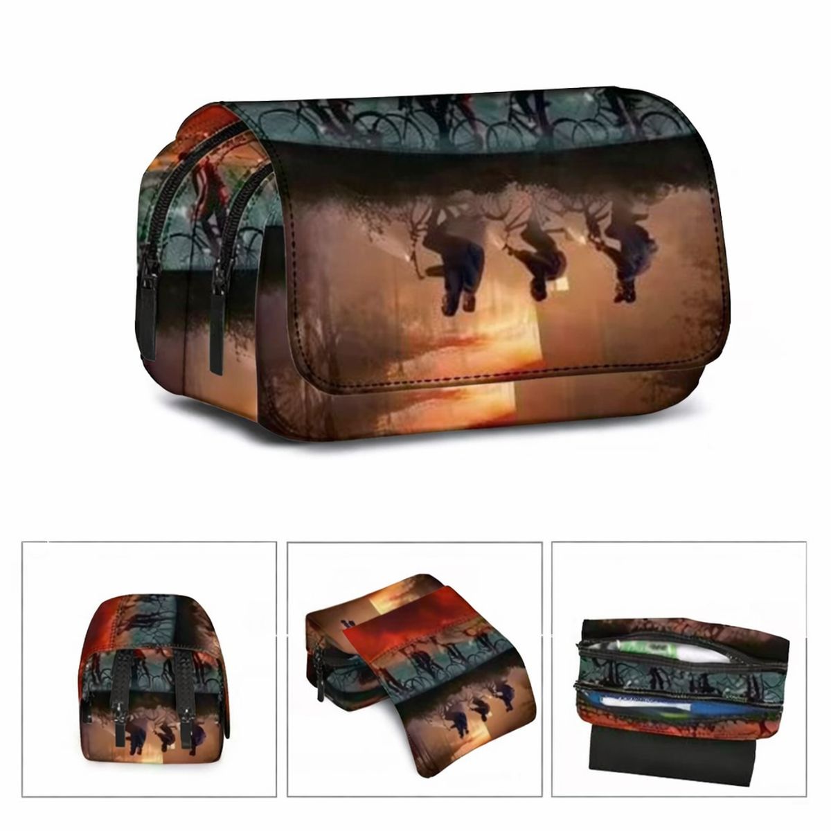 GENERICO - Estuche Escolar 3 Compartimientos Eleven Vecna Upside Down Stranger Things