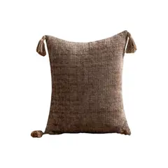 GENERICO - Pack de 2 Fundas de cojin cuadradas chenille con borlas