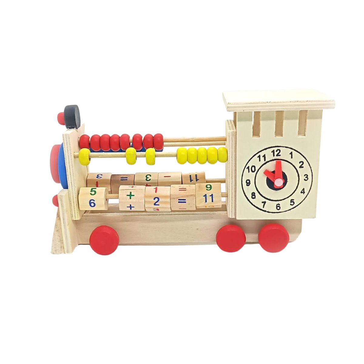 ABC - Tren Ábaco Montessori de Madera con Reloj Educativo