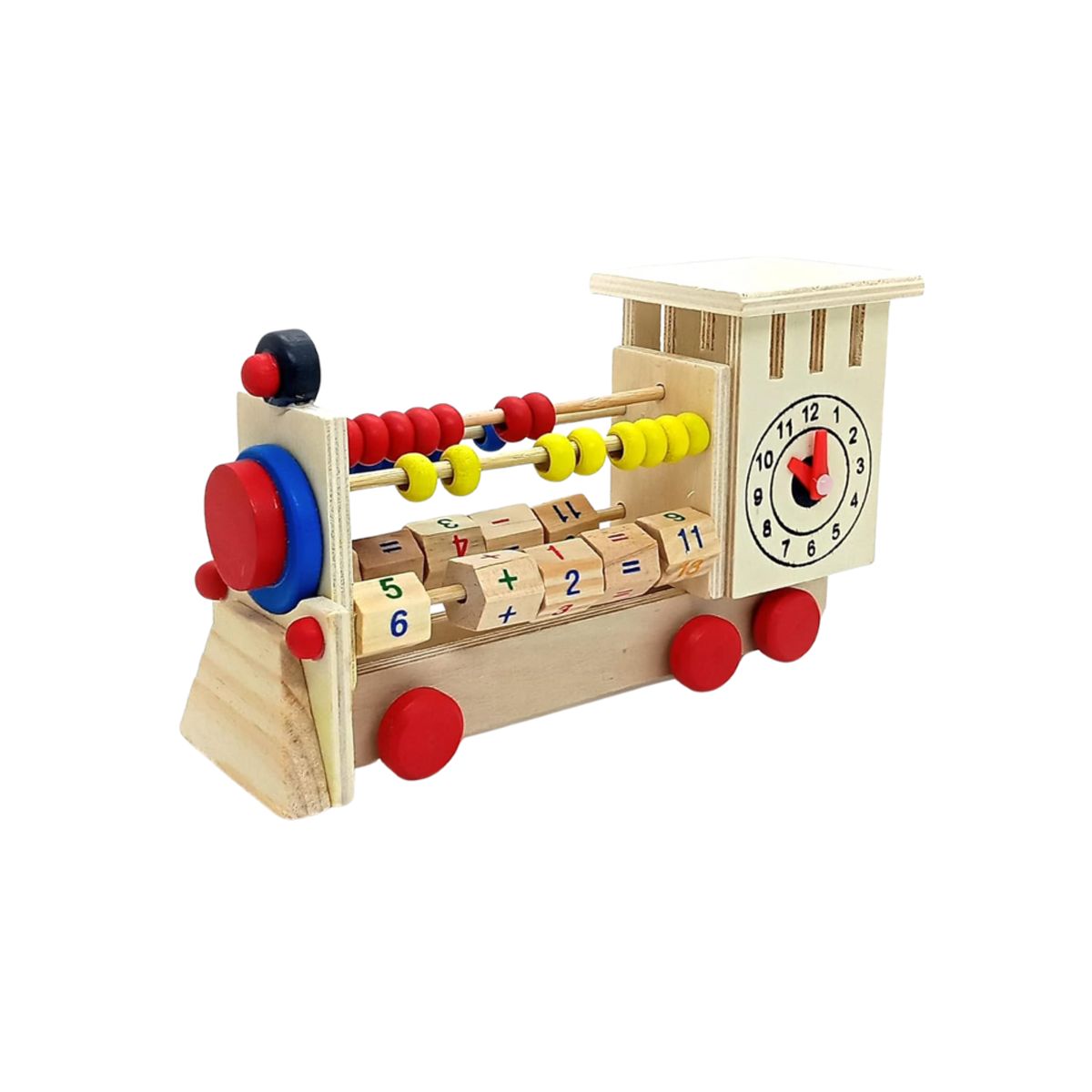 ABC - Tren Ábaco Montessori de Madera con Reloj Educativo