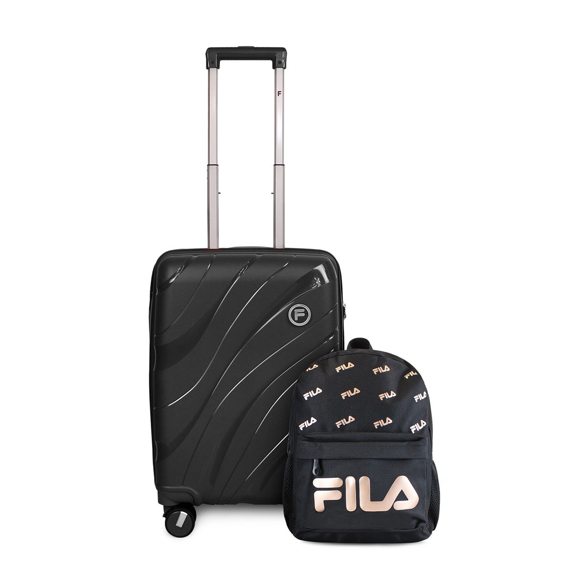 F - Pack Maleta cabina S Lola 10kg + Mochila Urbanix Fila 10lts negro-rose gold