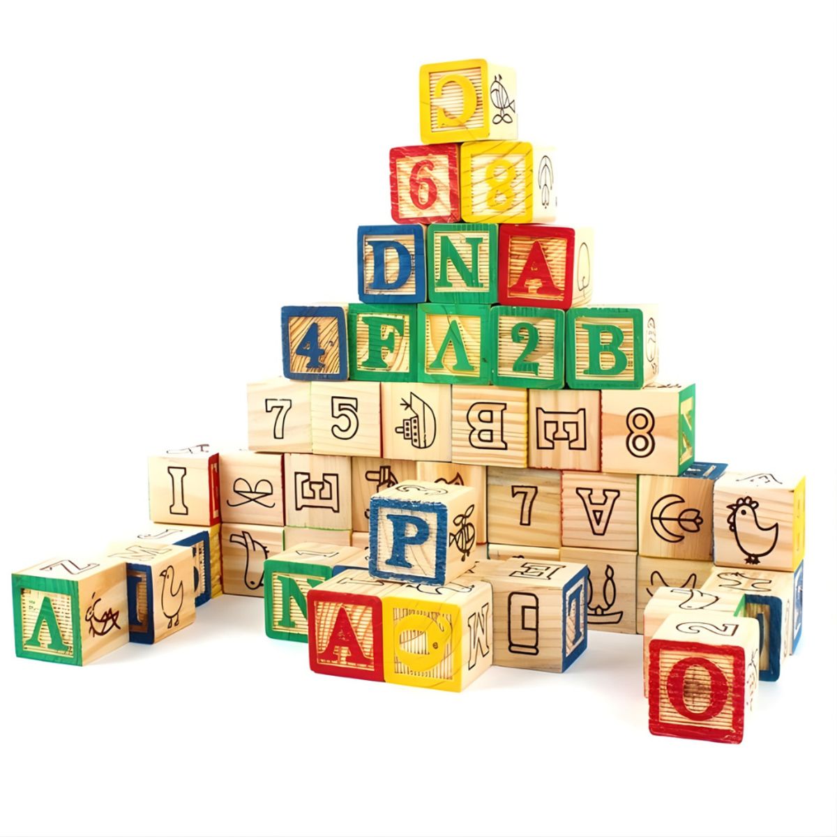 ABC - Cubos de Madera Educativos ABC Set Didáctico 27 Piezas