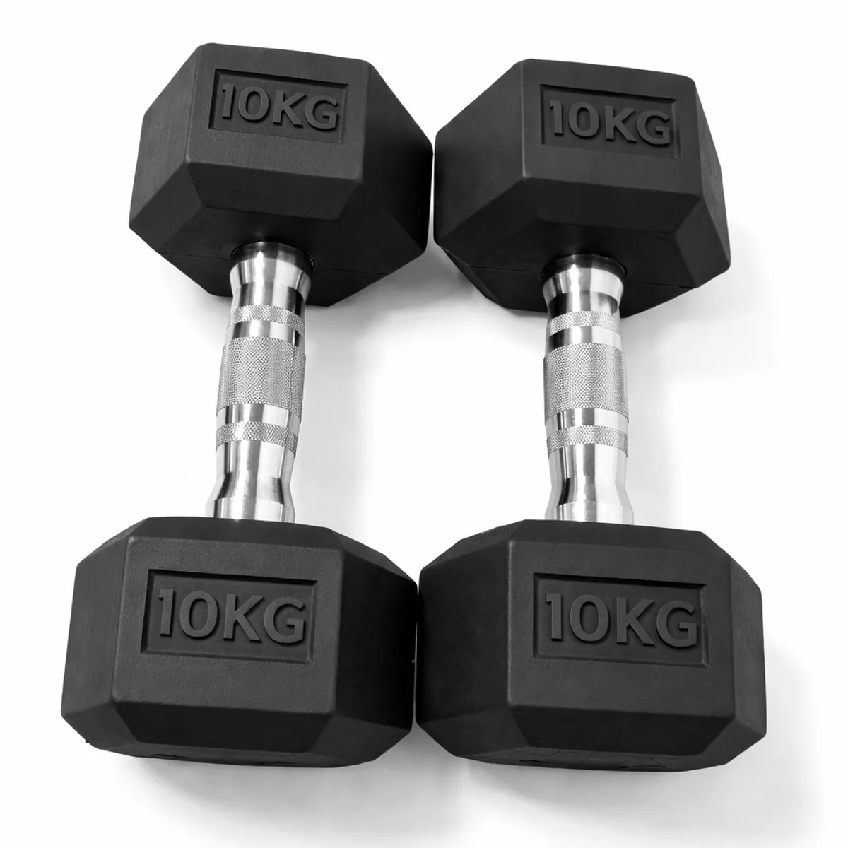 GENERICO - Set 2 Mancuernas Hexagonales Fijas de Goma 10 kg  Negra– Entrenamiento Funcional y de Fuerza