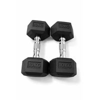 Set 2 Mancuernas Hexagonales Fijas de Goma 10 kg Negra– Entrenamiento Funcional y de Fuerza