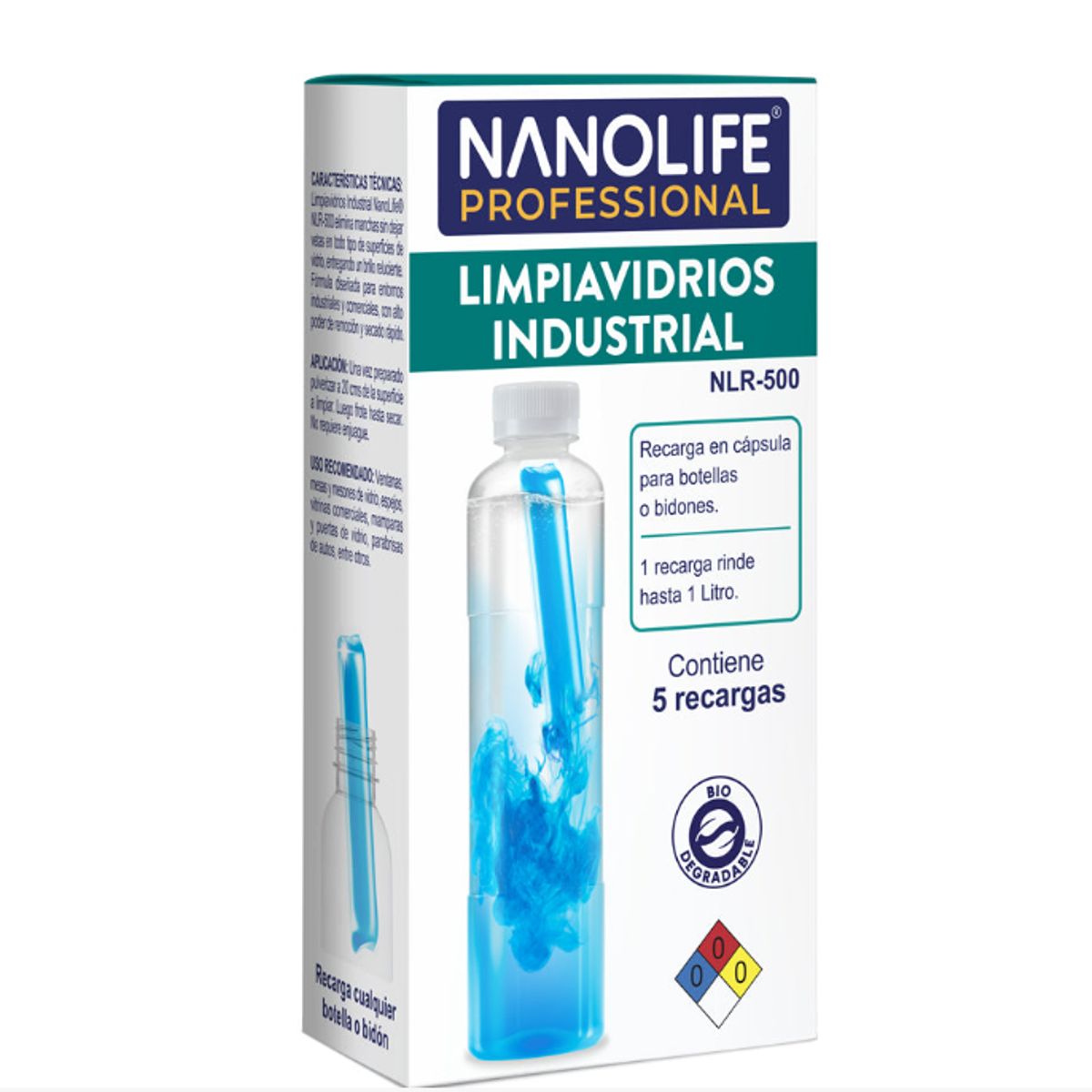 NANOLIFE - LIMPIAVIDRIOS INDUSTRIAL - 5 recargas