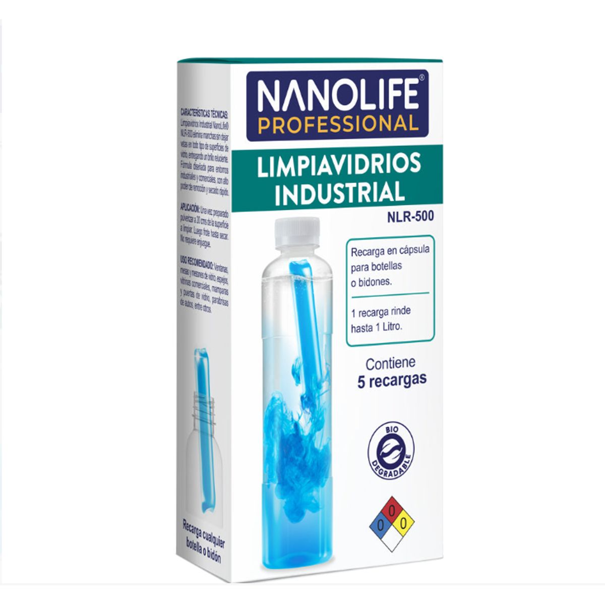 NANOLIFE - LIMPIAVIDRIOS INDUSTRIAL - 5 recargas