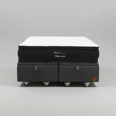 BLOCCARE - Cama Baul King L200 cm + Colchon Black Prime - Modelo Dos Con Rueda Deluxe Gris
