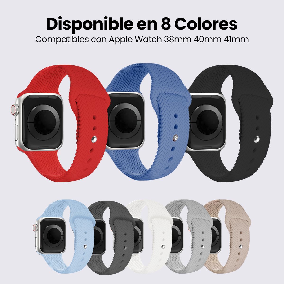 KBOD - Correa de Silicona Texturizada Para Apple Watch Kbod De 38 a 41mm Negro