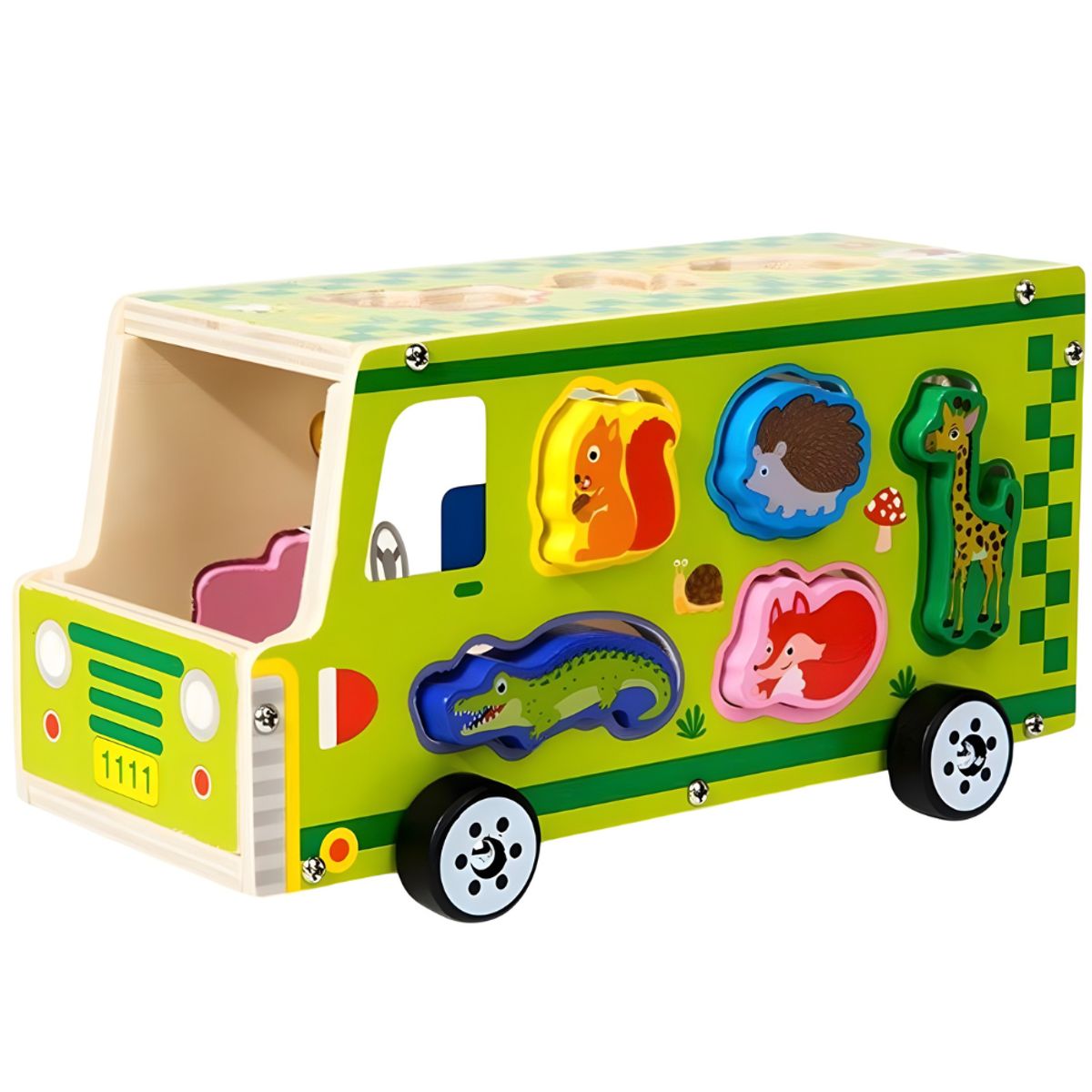 ABC - Auto de Encaje de Madera con Animales Juego Educativo