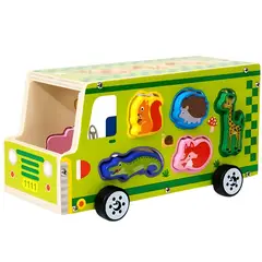 ABC - Auto de Encaje de Madera con Animales Juego Educativo